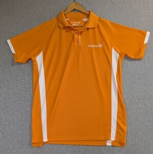 Cinch Polo Golf Shirt Men's XL Orange White Button Collar